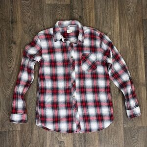 Eight Bells Men’s Size M Red Plaid Button Down Flannel Casual Shirt Cotton